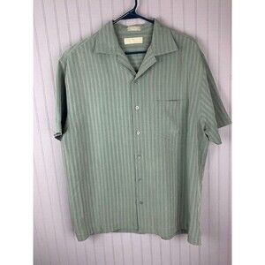 Coastal Size M Mens Shirt Short Sleeve Green Button Front